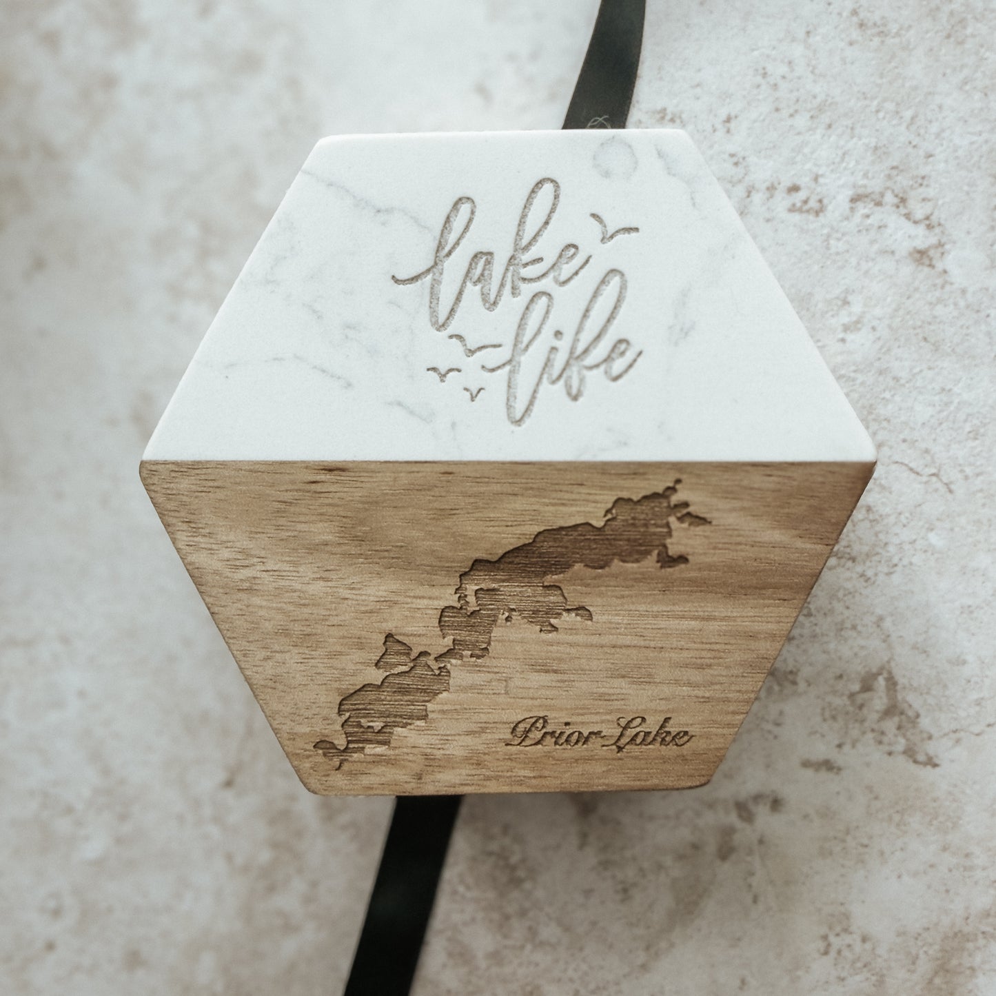 Personalized Lake Keepsake Coaster Set of 4