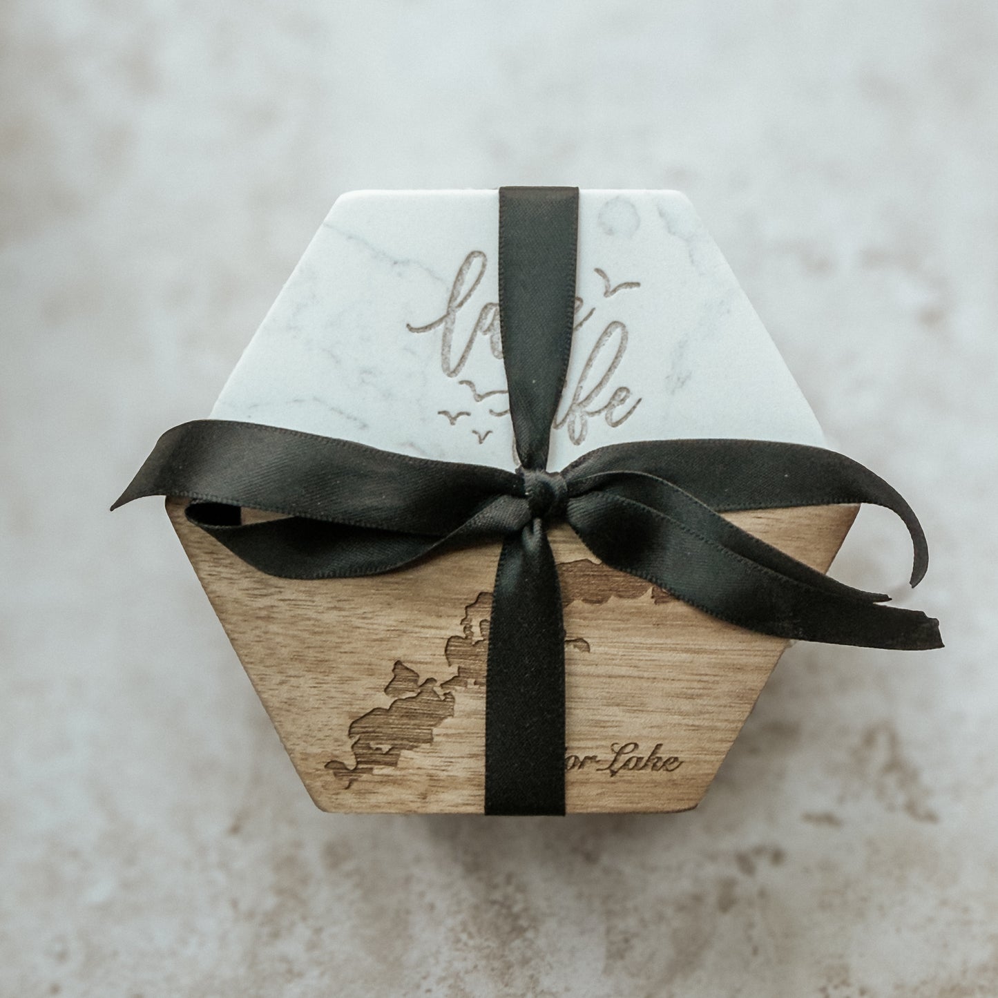 Personalized Lake Keepsake Coaster Set of 4