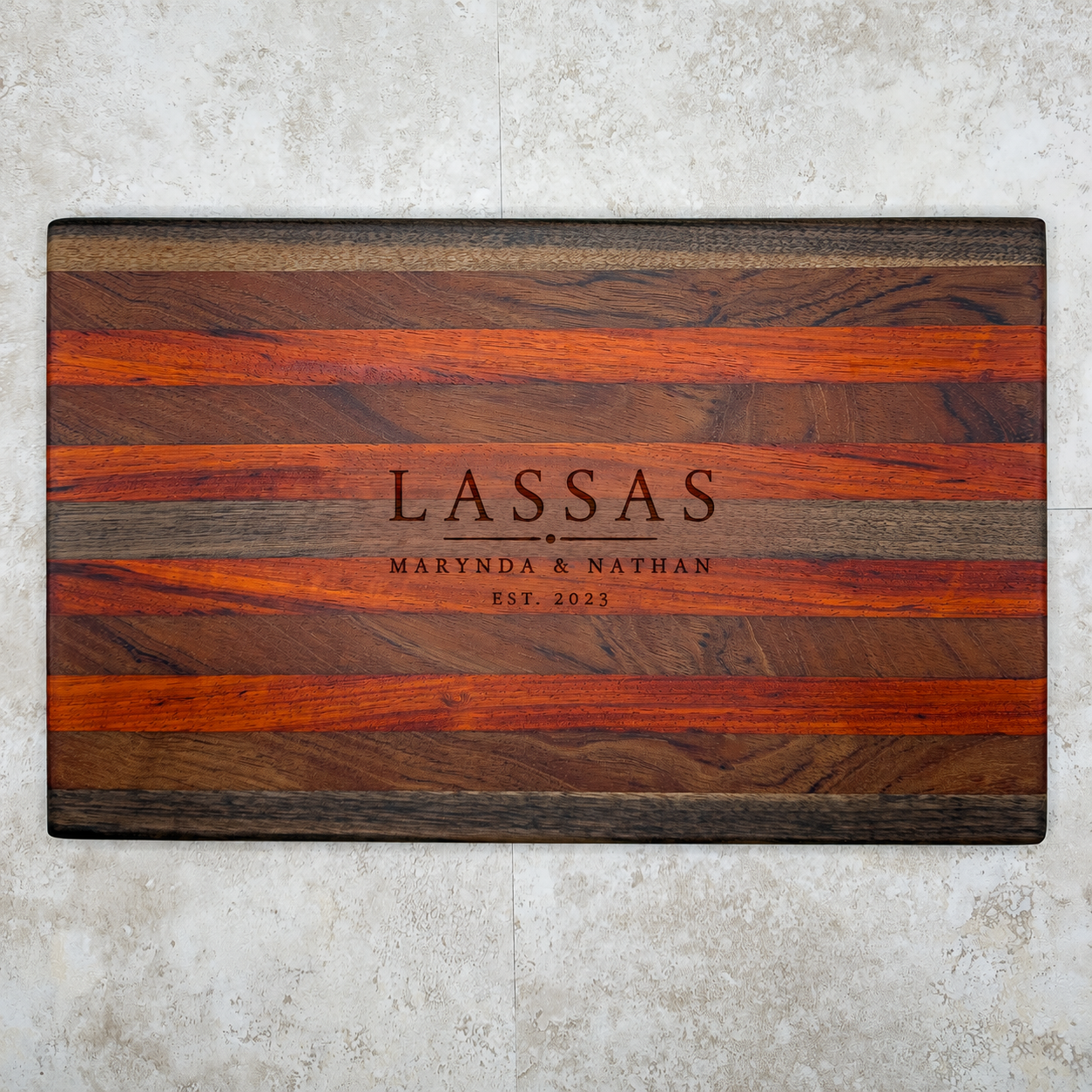 Handcrafted Walnut, Padauk & Rosewood Cutting Board | 16" x 10"