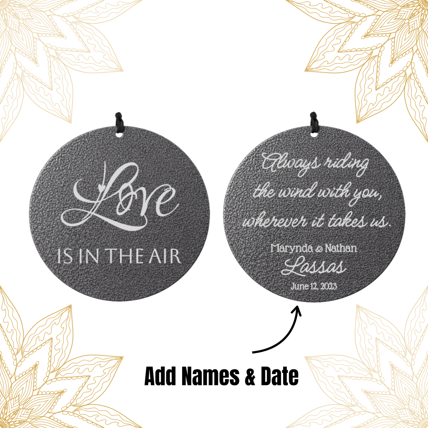 Personalized Engraved Wind Chime | Wedding or Anniversary Gift for Couples