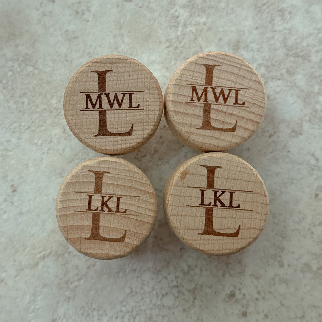 Custom Engraved Wooden Corks – Set of 4