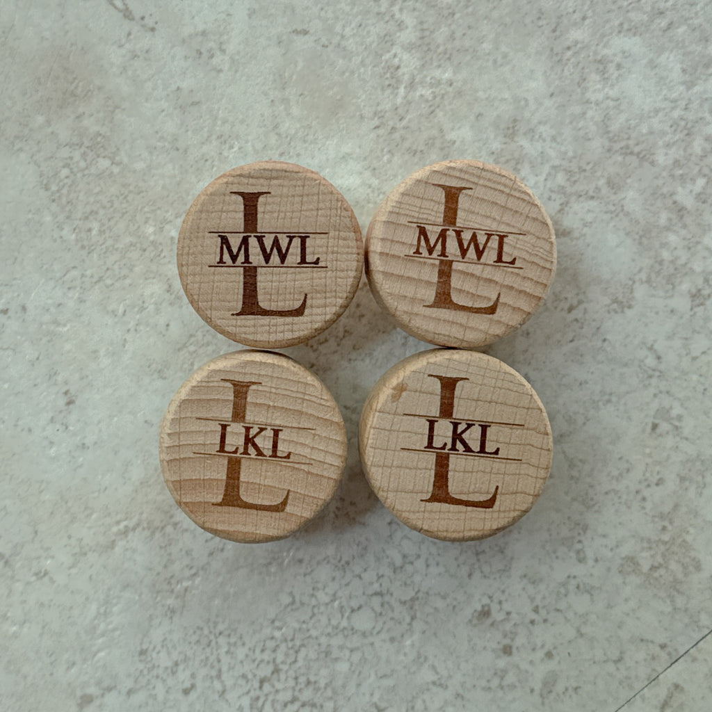 Custom Engraved Wooden Corks – Set of 4