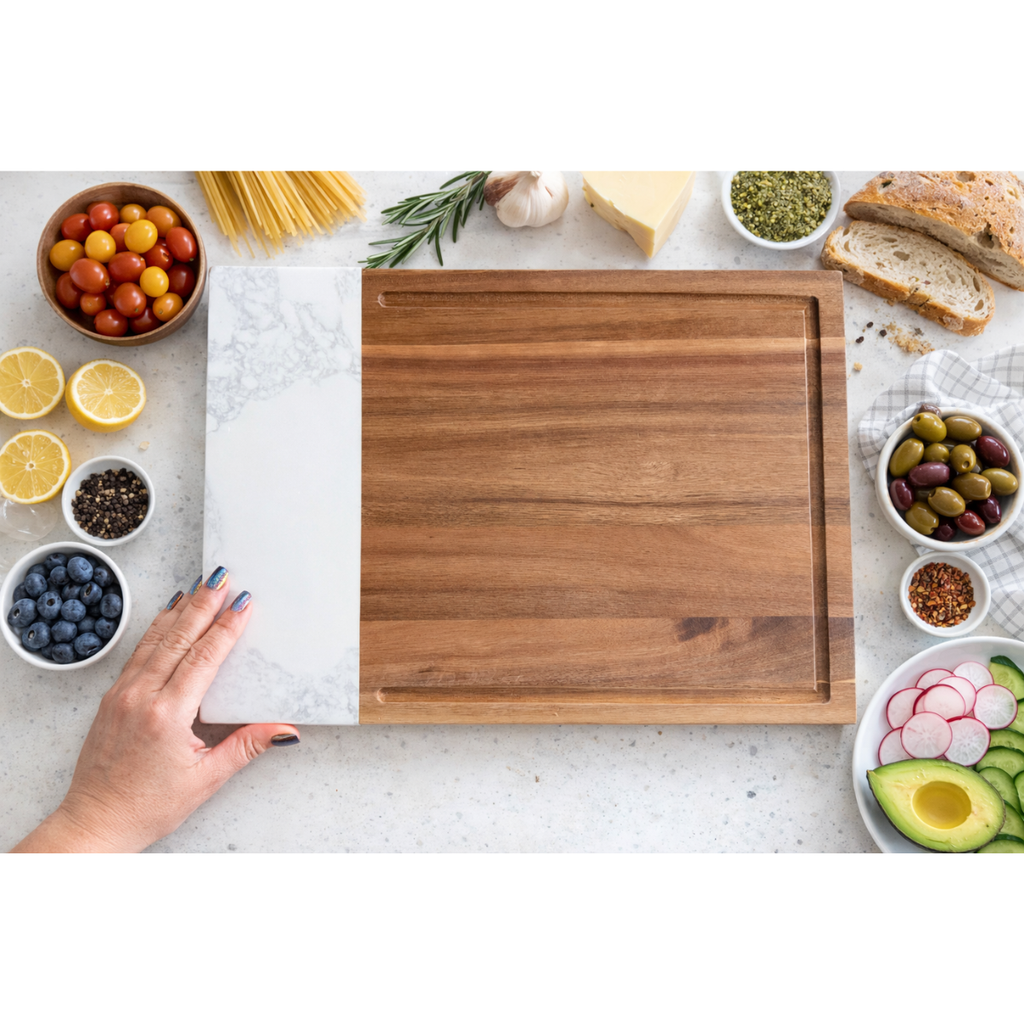 Personalized Marble & Wood Cutting Board