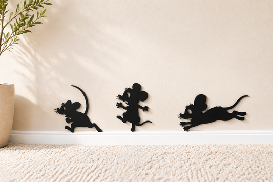 Playful Mouse Wall Decor Set of 3 Multiple Colors