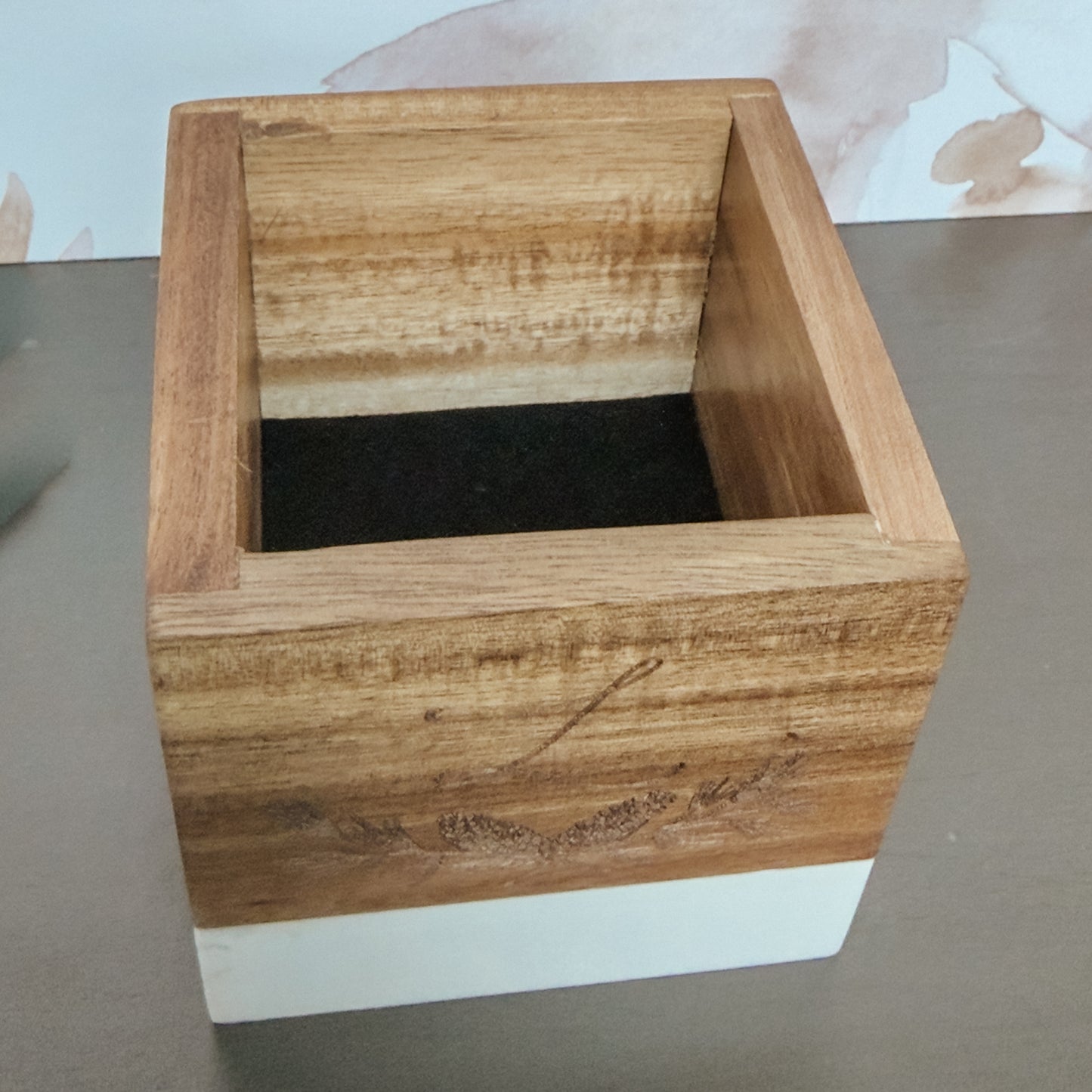 Personalized Initial Gift – Engraved Marble & Wood Pencil Holder