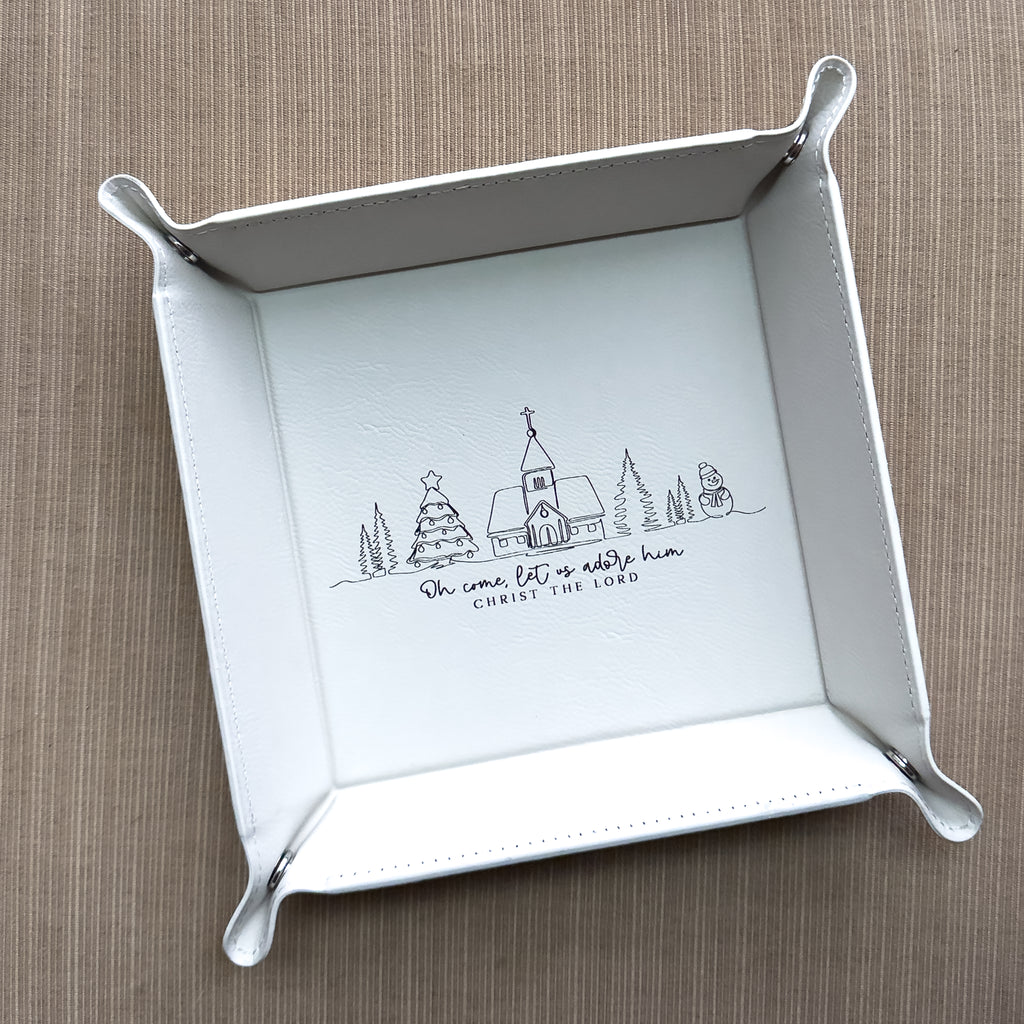 Engraved Christmas Snap Tray – “Oh Come Let Us Adore Him”