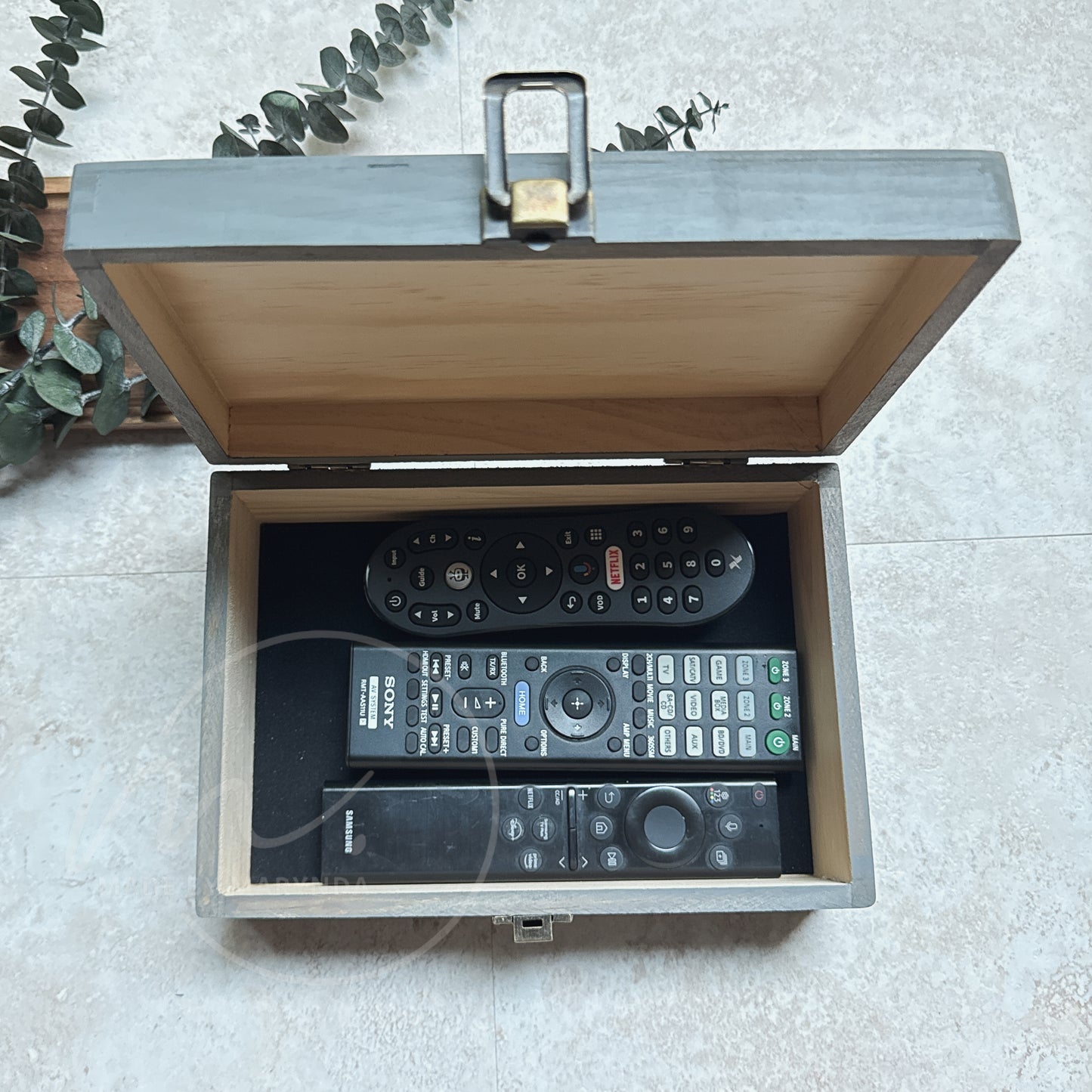 Personalized Wooden Remote Control Storage Box – “Our Remotes” Keepsake Organizer