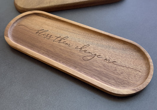 Personalized Wood Catch All Tray | Custom Engraved Valet Tray