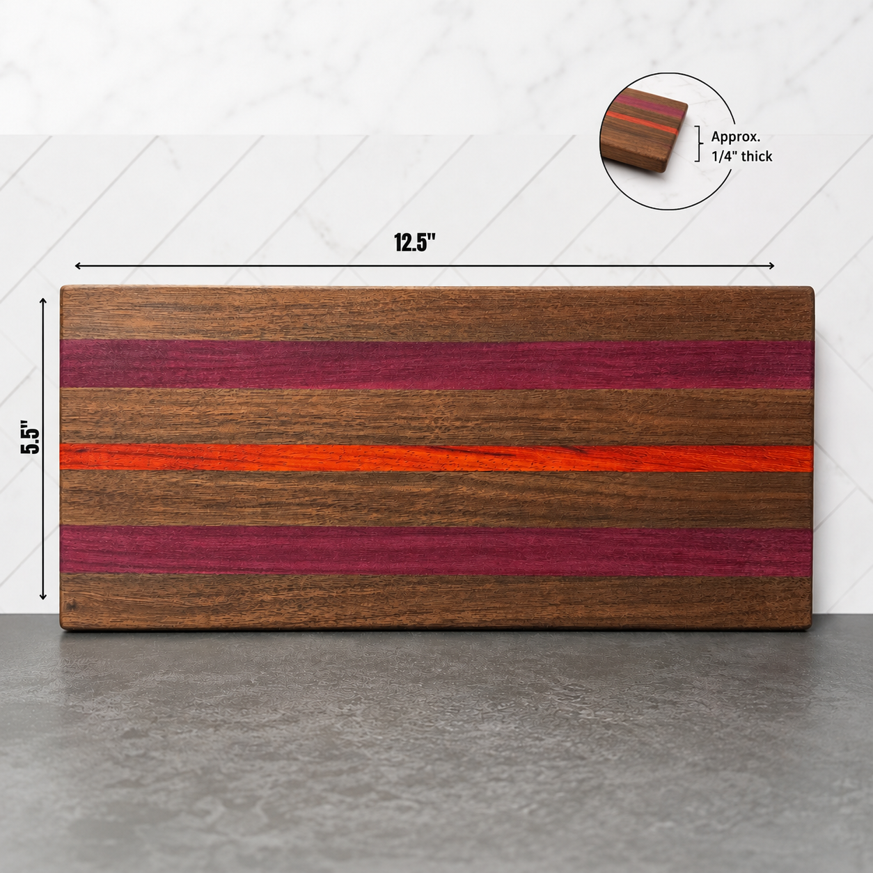Handmade Walnut Padauk Purpleheart Charcuterie Board