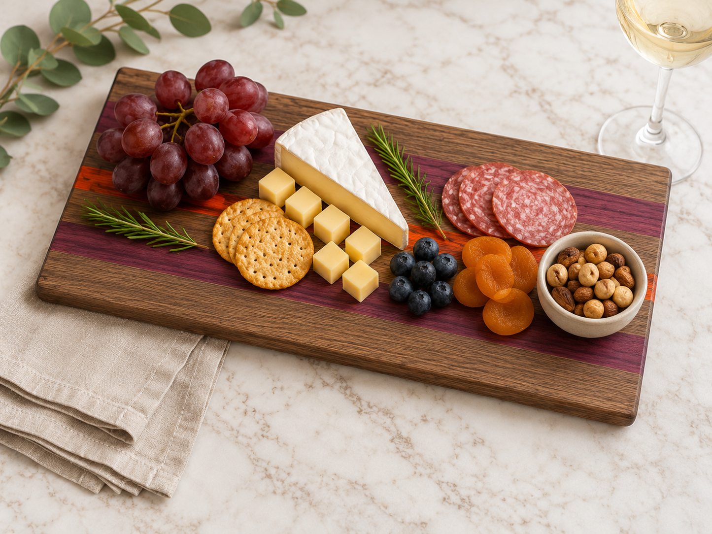 Handmade Walnut Padauk Purpleheart Charcuterie Board