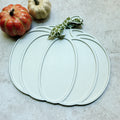 White Wooden Pumpkin Tray with Bow