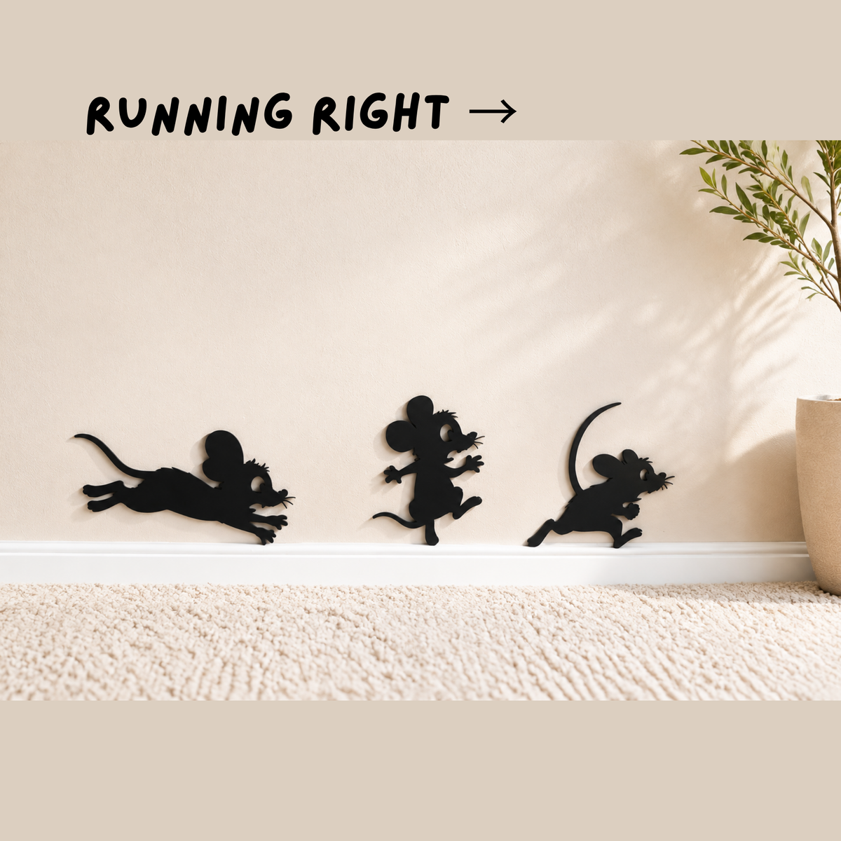 Playful Mouse Wall Decor Set of 3 Multiple Colors