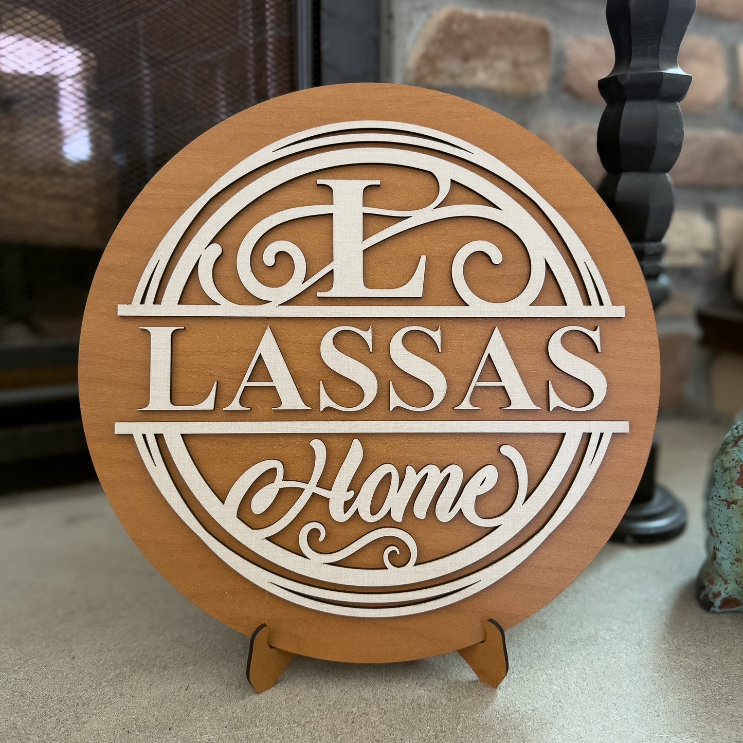 Personalized Wedding Gift Sign | Custom Family Name Welcome Sign | Housewarming Gift | 11.5" Round Home Decor with Stand