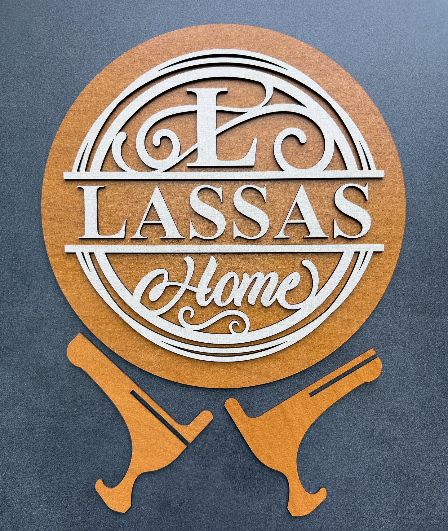 Personalized Wedding Gift Sign | Custom Family Name Welcome Sign | Housewarming Gift | 11.5" Round Home Decor with Stand