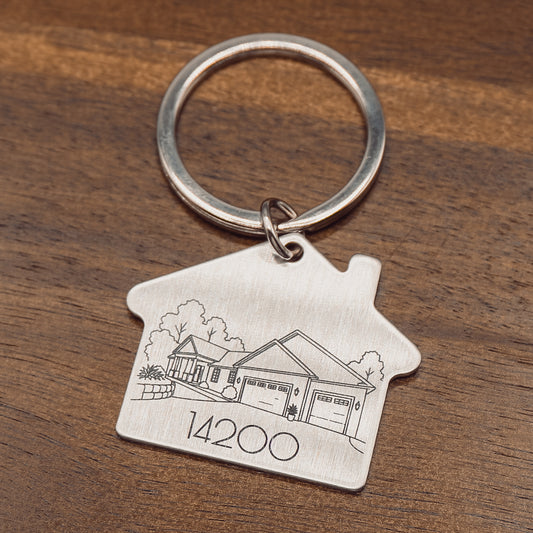 Personalized House Portrait Keychain | Custom Engraved