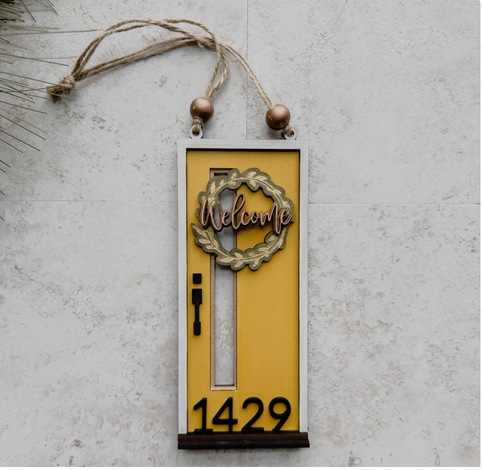 Custom Tiny Door Ornament | Personalized Address Welcome Decor