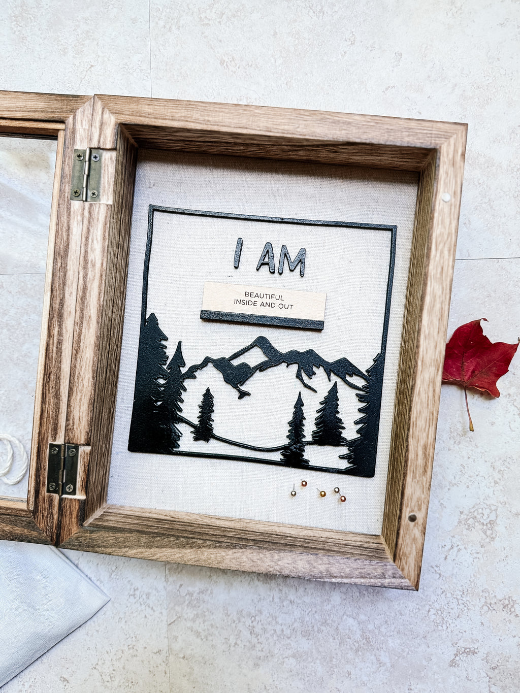 Rustic Affirmation Shadow Box with 10 Engraved Cards