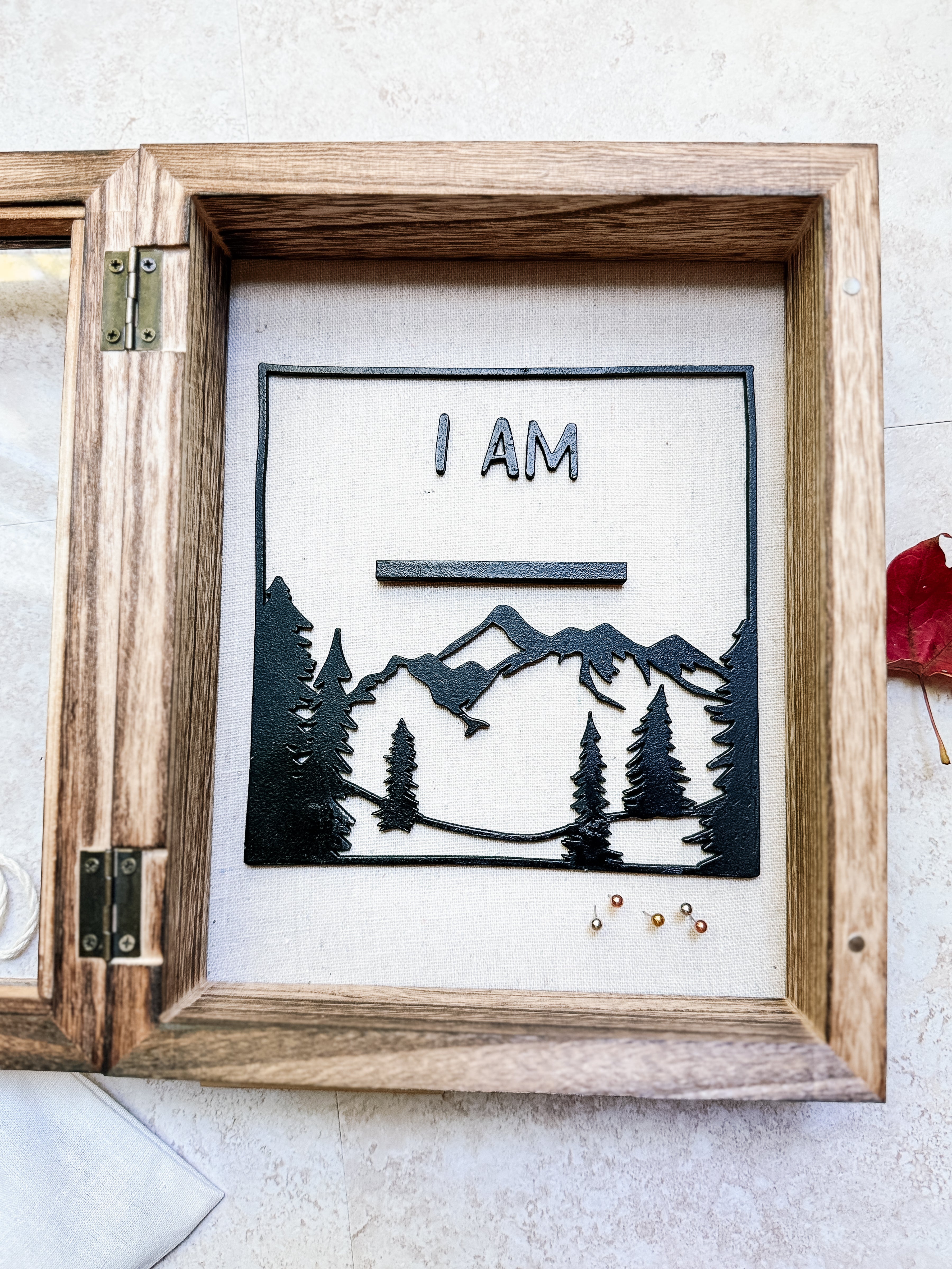 Rustic Affirmation Shadow Box with 10 Engraved Cards