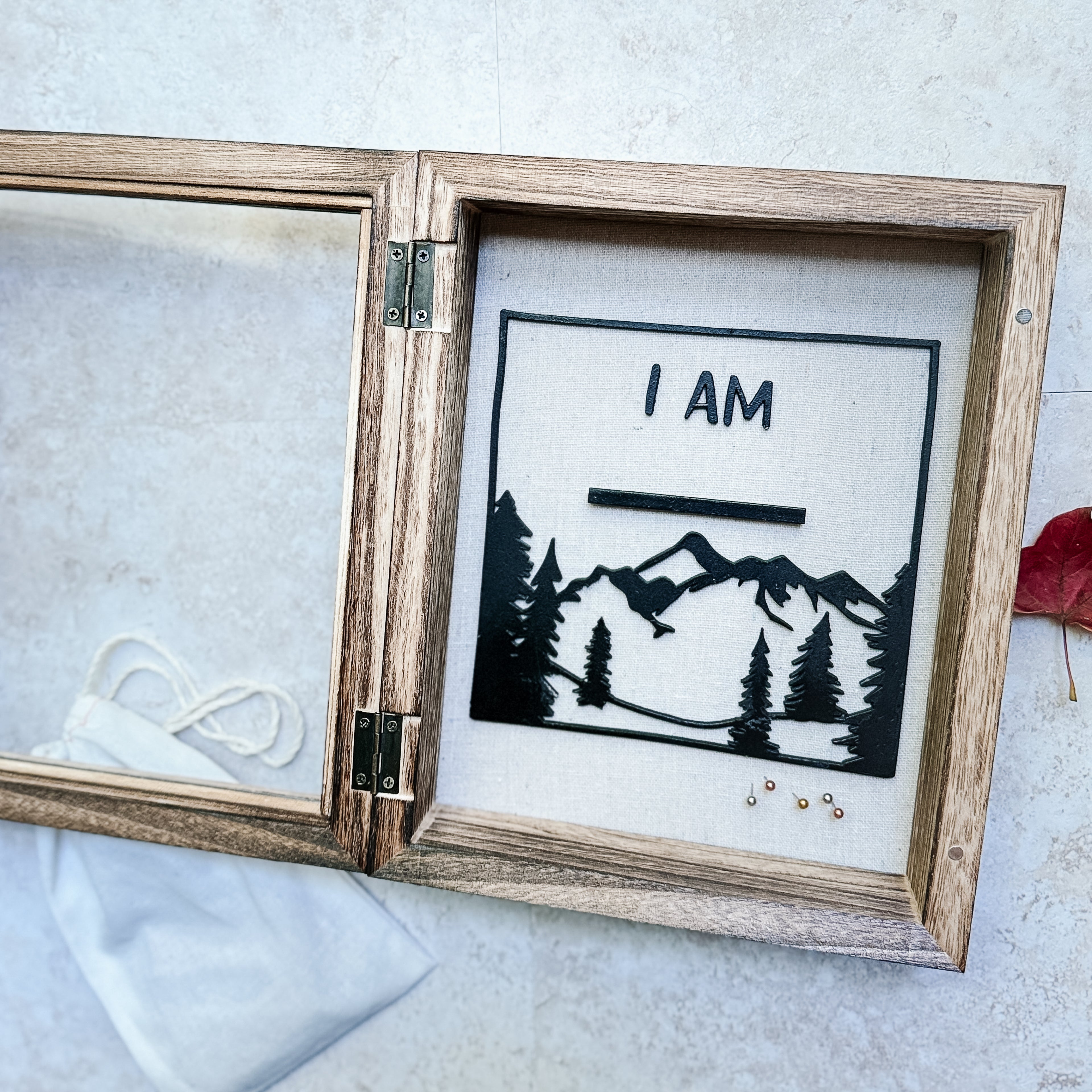 Rustic Affirmation Shadow Box with 10 Engraved Cards