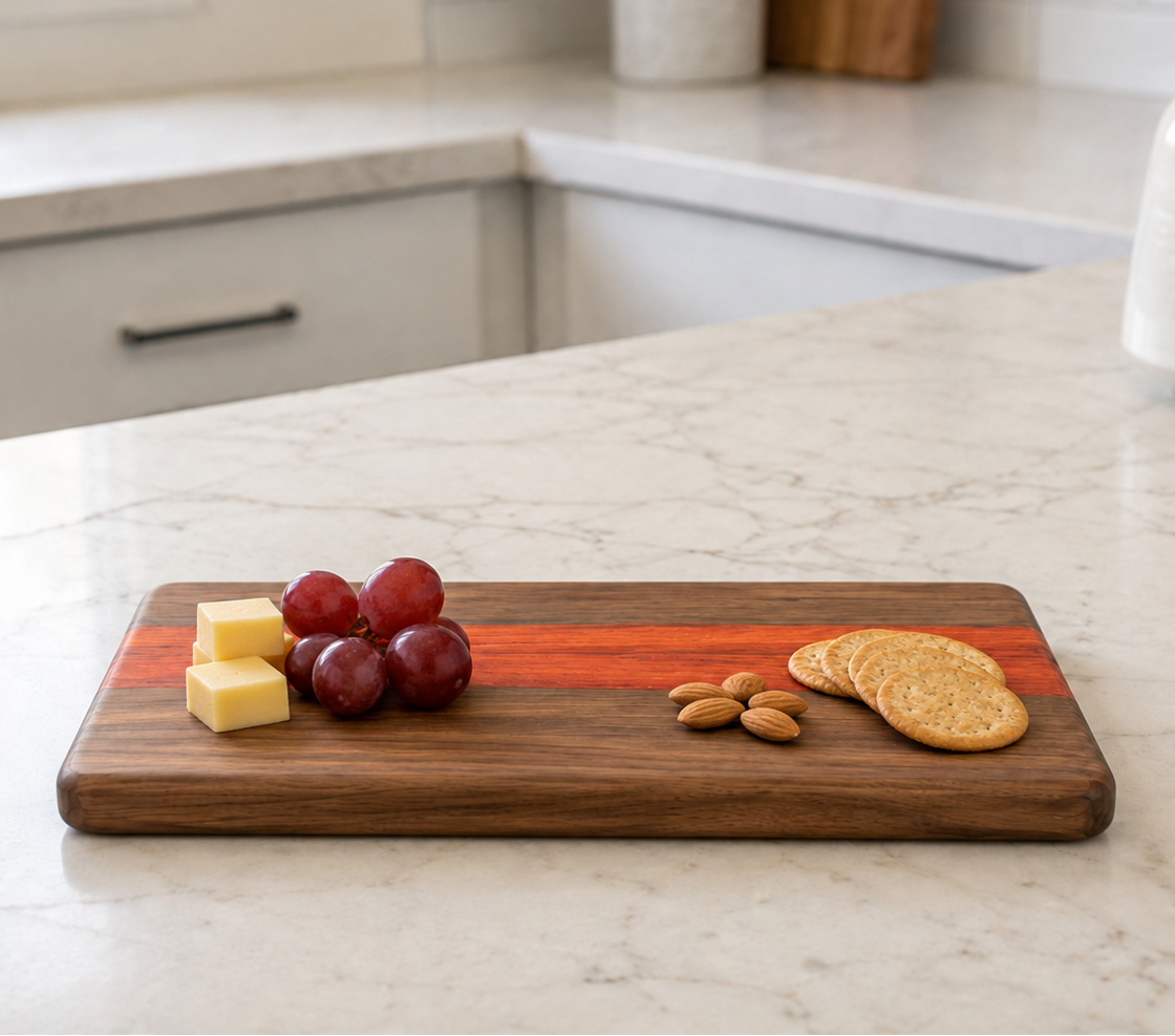Handmade Walnut & Padauk Cheese Board | Small Serving Board