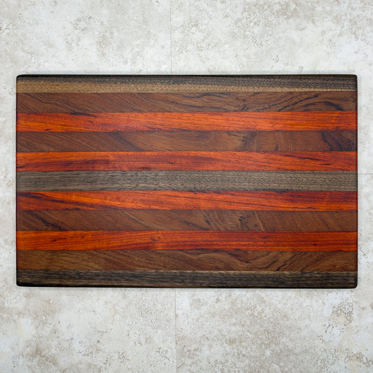 Handcrafted Walnut, Padauk & Rosewood Cutting Board | 16" x 10"