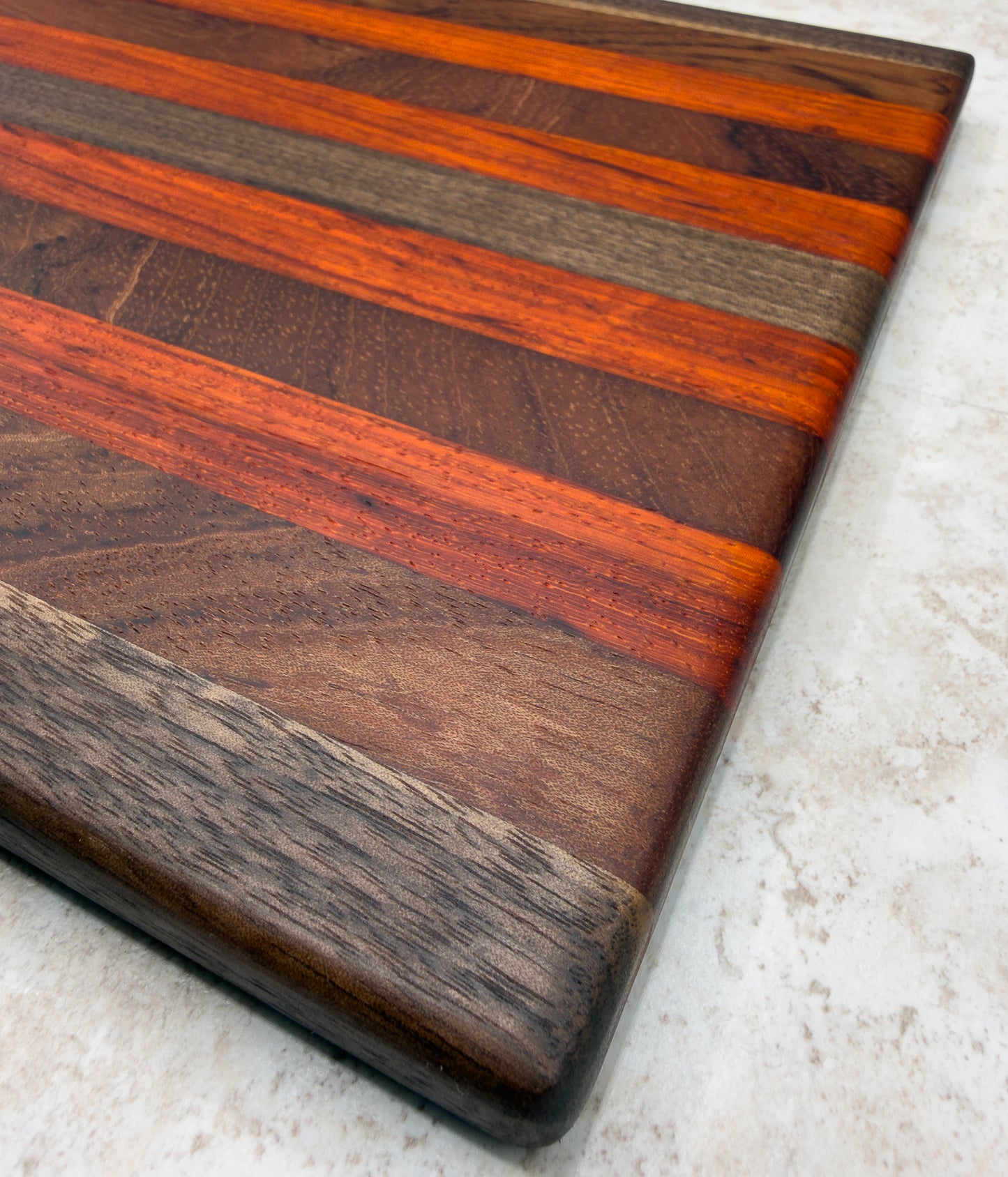 Handcrafted Walnut, Padauk & Rosewood Cutting Board | 16" x 10"