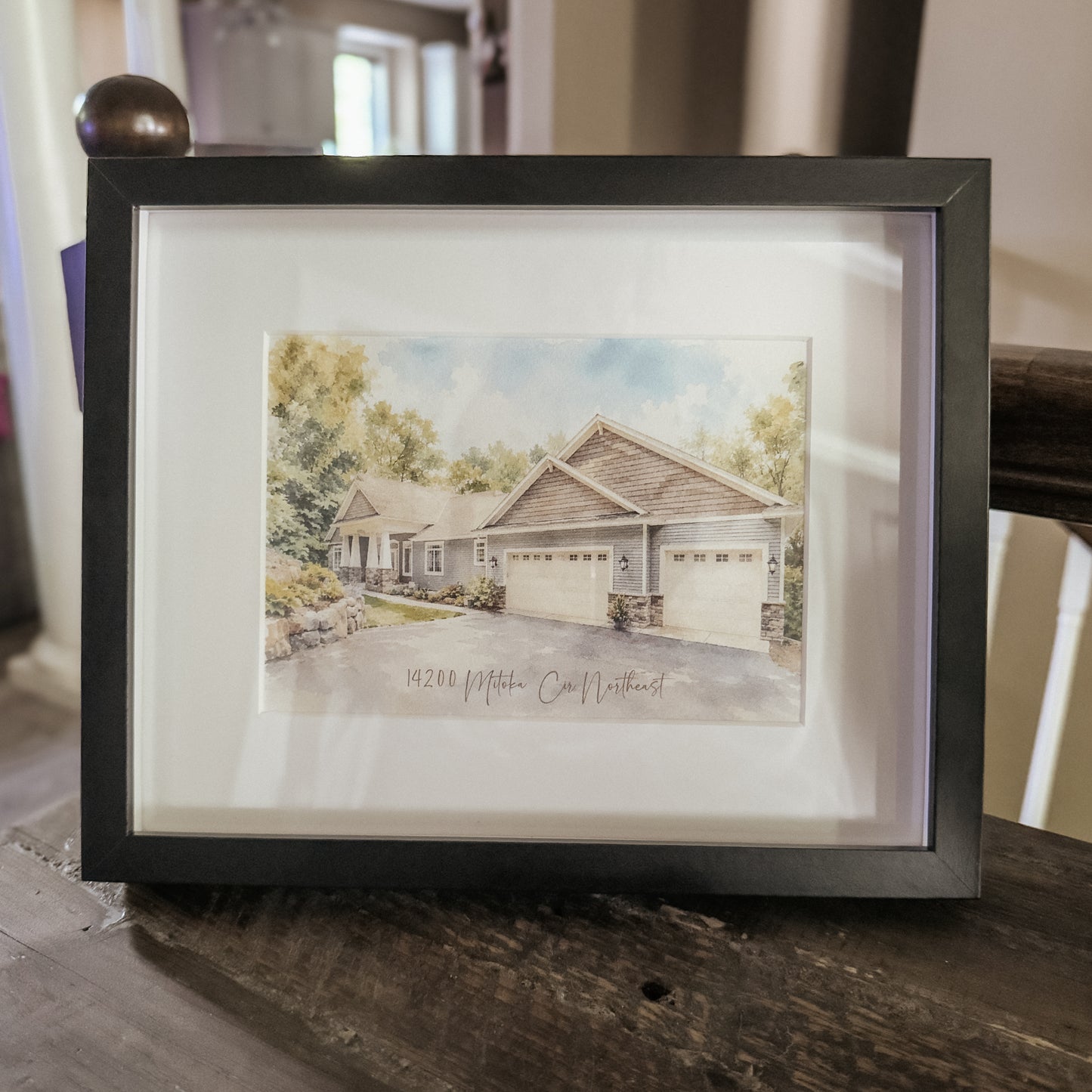 Personalized Watercolor Home Portrait | Framed House Illustration Gift