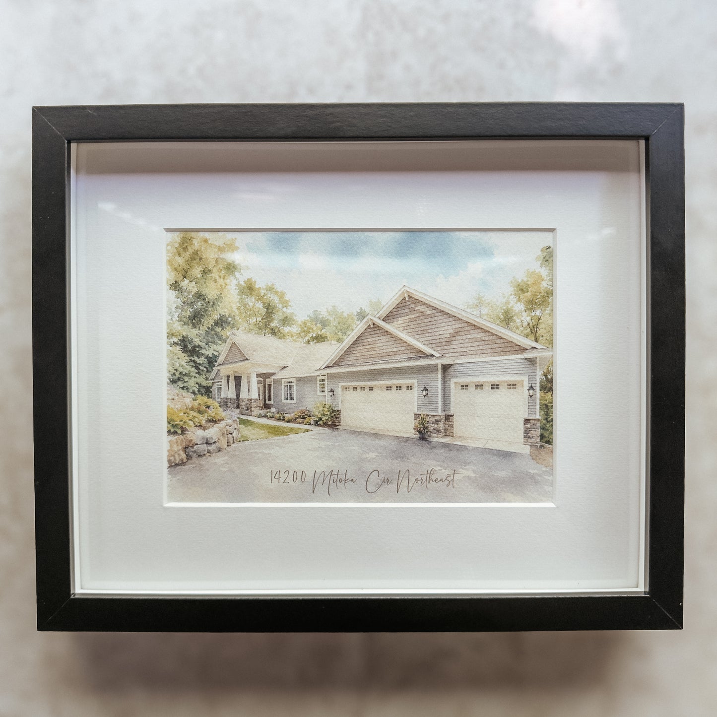 Personalized Watercolor Home Portrait | Framed House Illustration Gift