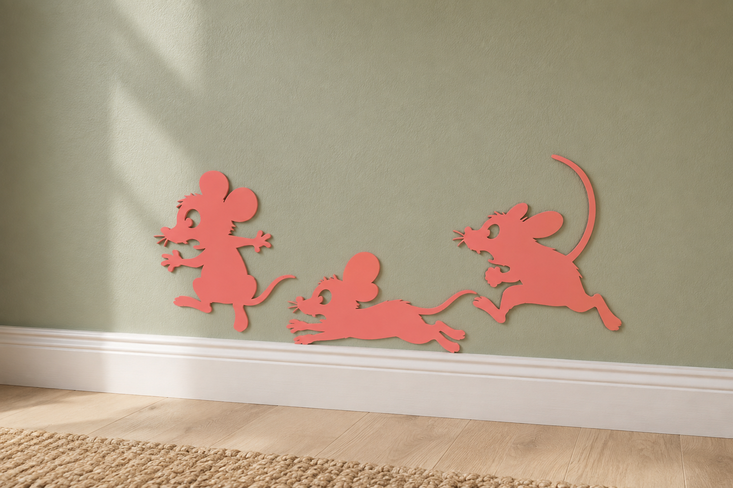 Playful Mouse Wall Decor Set of 3 Multiple Colors