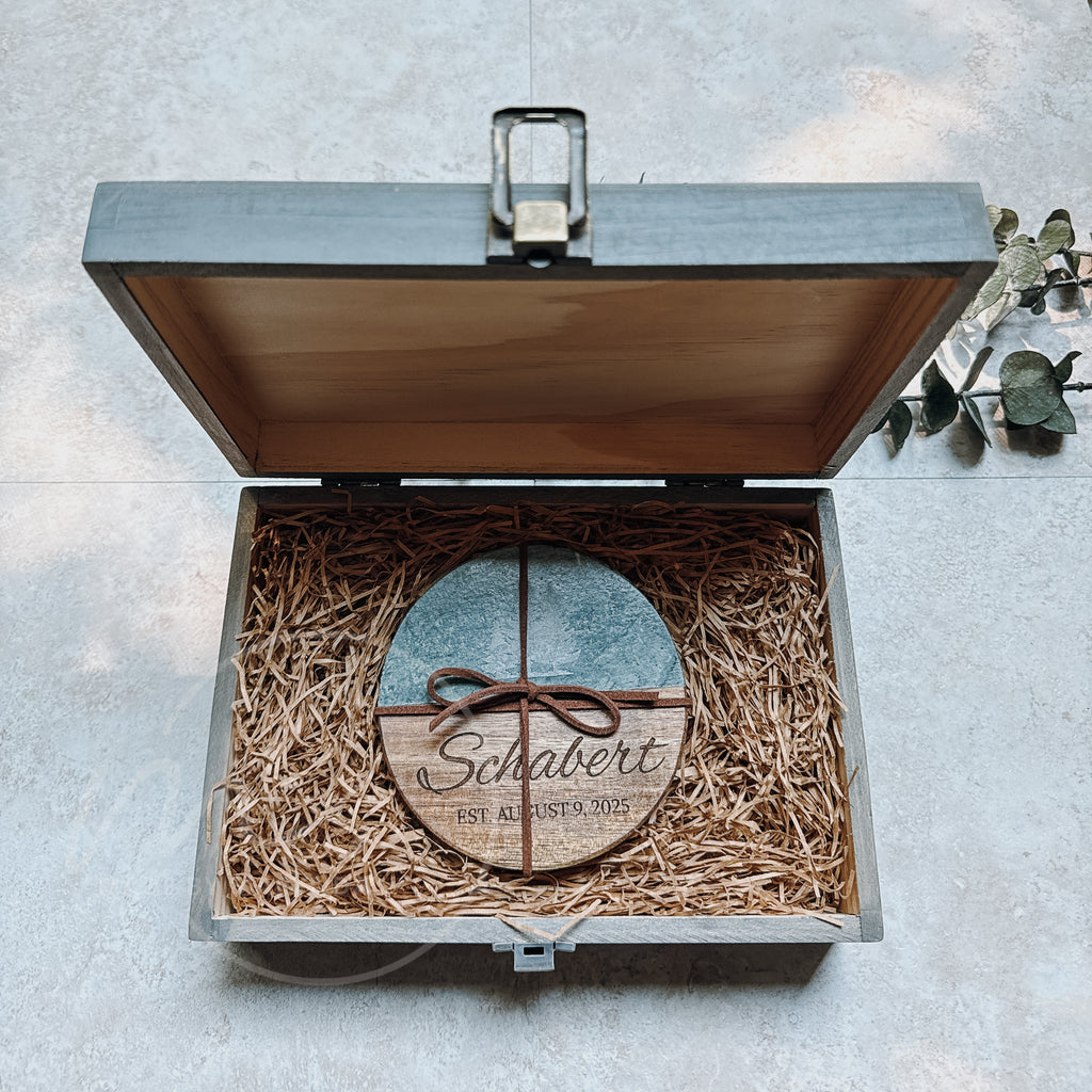 Wedding Keepsake Box & Coaster Gift Set – Personalized Rustic Bundle