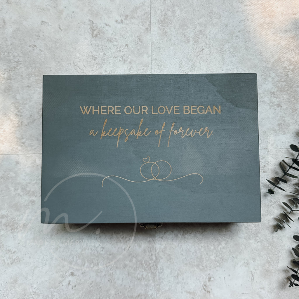 Wedding Keepsake Box & Coaster Gift Set – Personalized Rustic Bundle