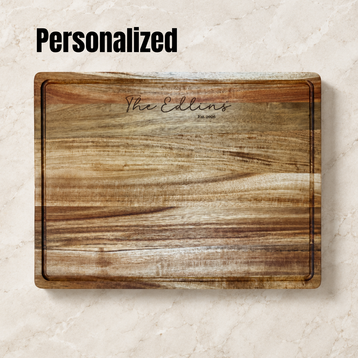 Extra Large Personalized Acacia Cutting Board