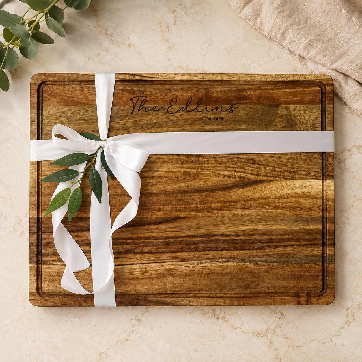 Extra Large Personalized Acacia Cutting Board