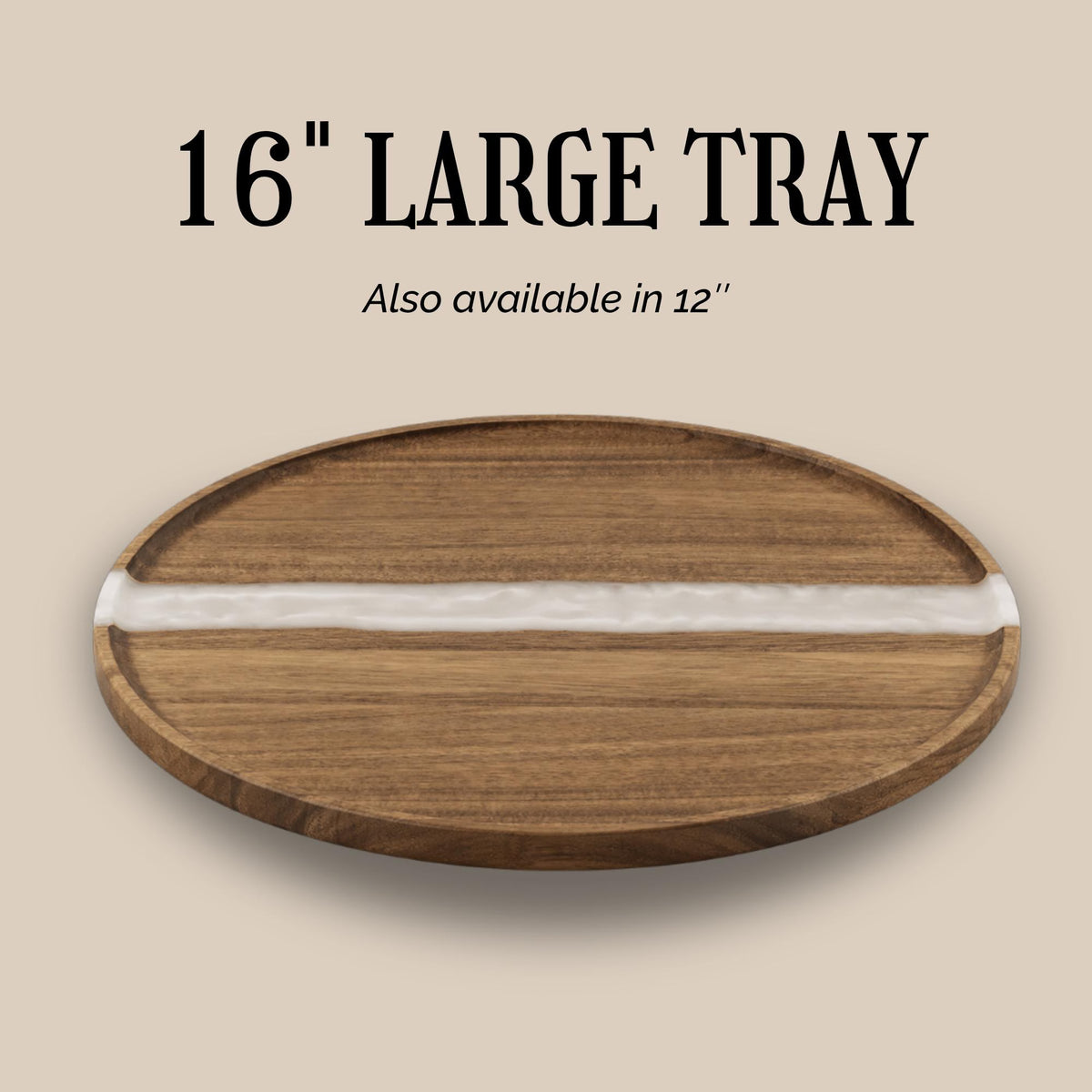 Personalized Acacia Wood & White Pearl Resin Serving Tray