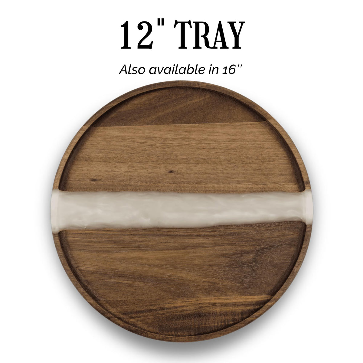 Personalized Acacia Wood & White Pearl Resin Serving Tray