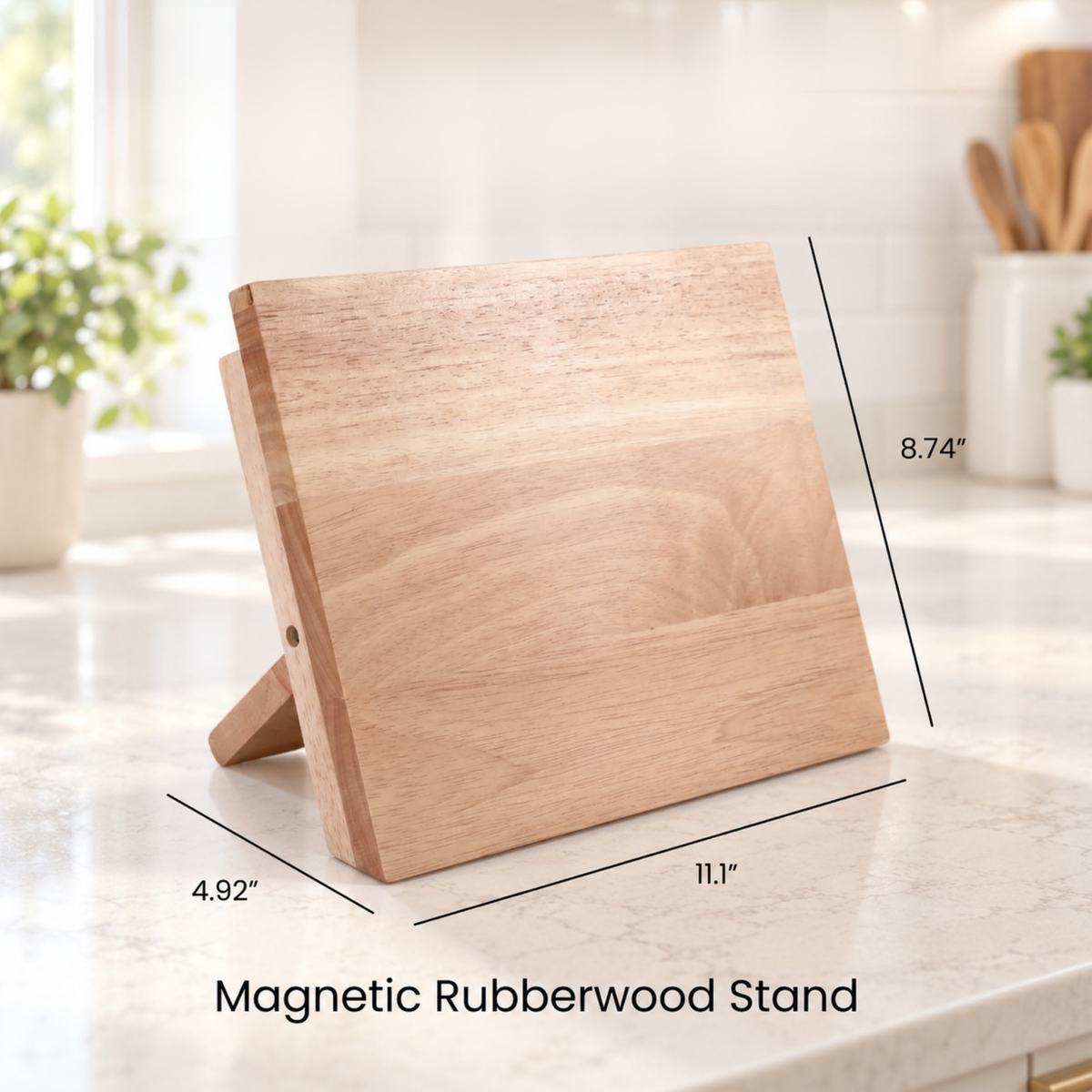 Personalized Kitchen Knife Set with Magnetic Wood Stand | 5 Engraved Knives | Wedding or Housewarming Gift