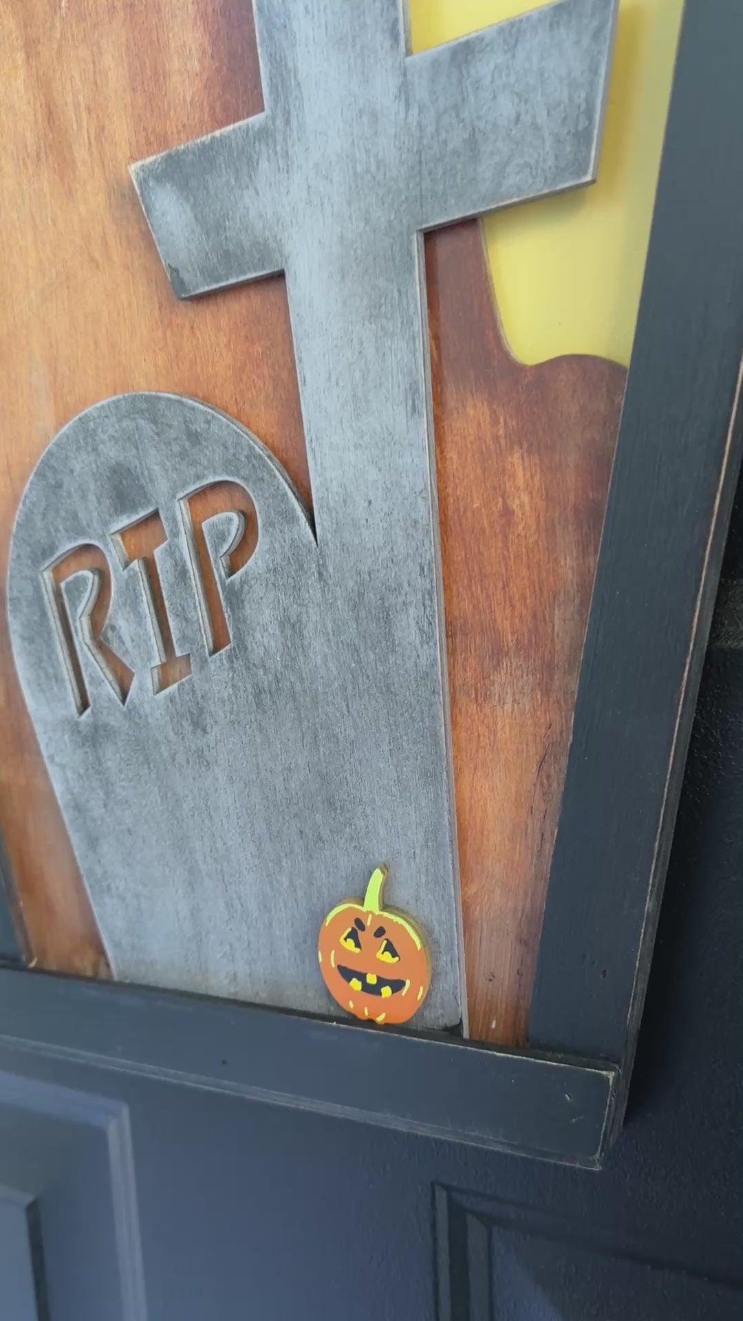 Handmade Layered Halloween Coffin Door Sign – 35" Tall Haunted Tree Design FREE SHIPPING