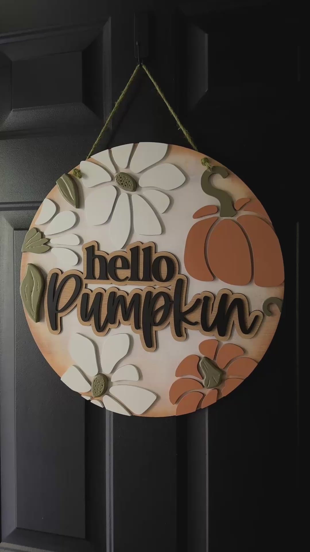 Hello Pumpkin Door Hanger – 18” 3D Layered Wood Fall Sign for Front Door FREE SHIPPING
