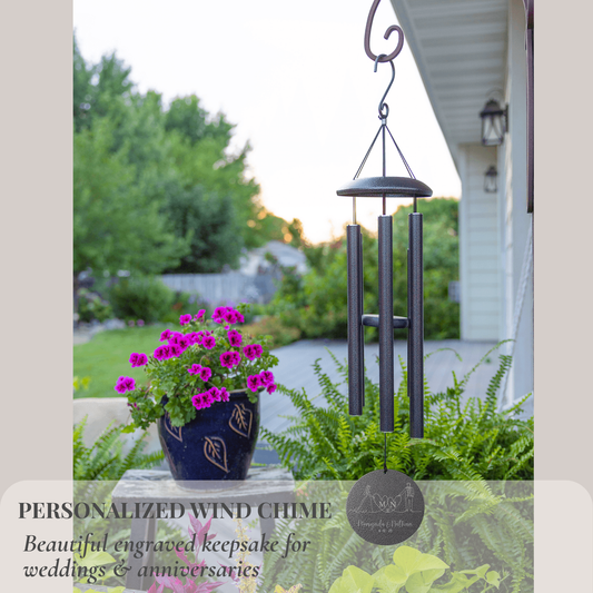 Personalized Engraved Wind Chime | Wedding or Anniversary Gift for Couples